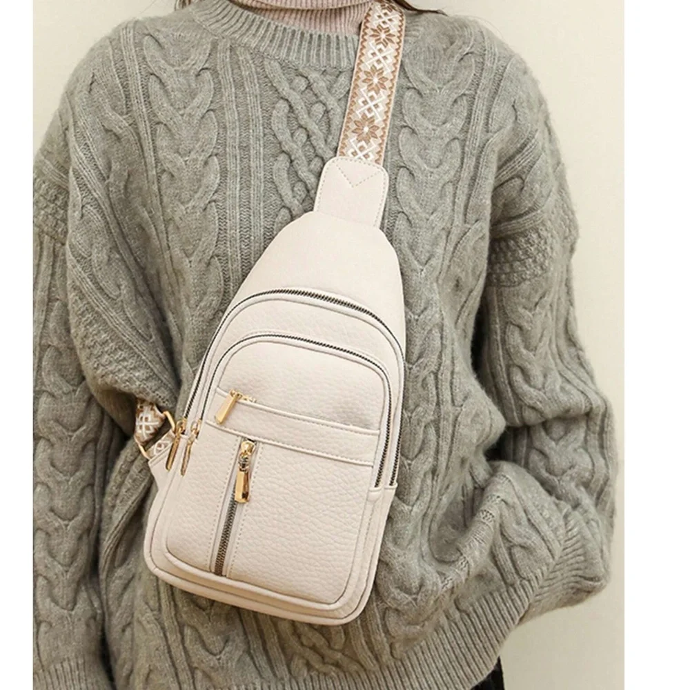 Luxe Pebbled Vegan Leather Zip up Crossbody Shoulder Bag - Picture 4 of 10